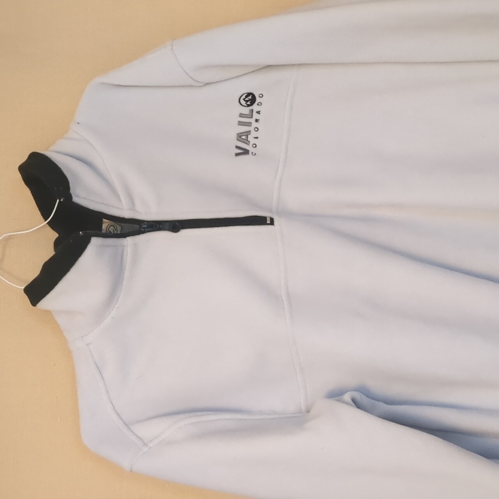 Vail Resort Brand Embroidered ¼ Zip Circle MTN Pullover White Jacket Size Small